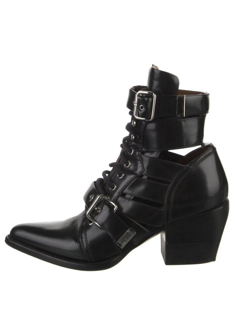 Chloé Rylee Cutout Leather Ankle Boots Black 38